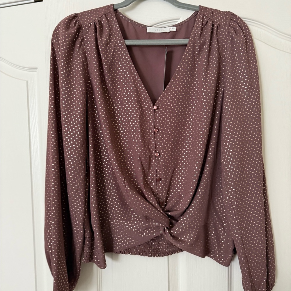 Elegant Mauve Polka Dot Blouse